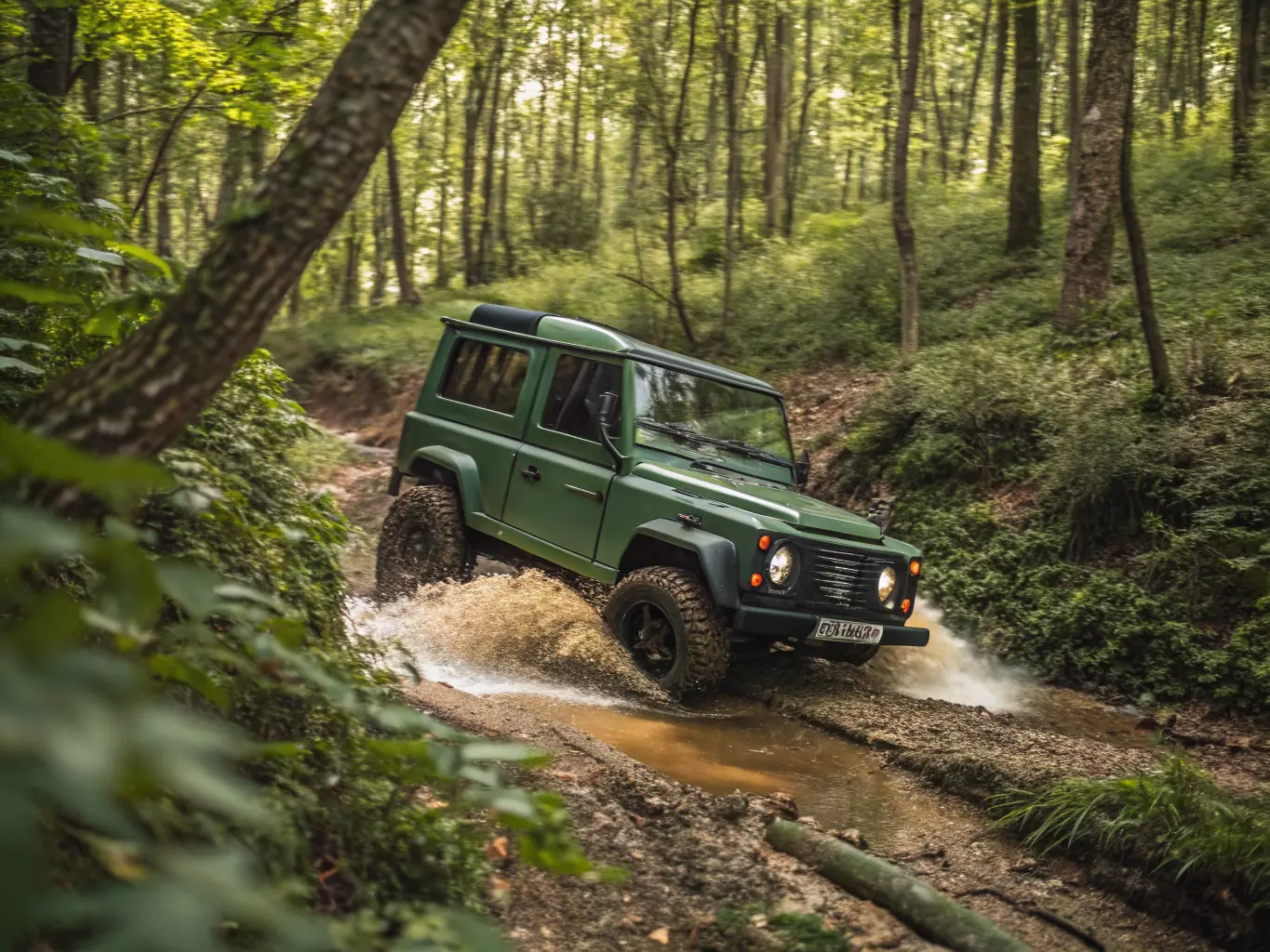 Toyota 4Runner navigating through a forest trail.